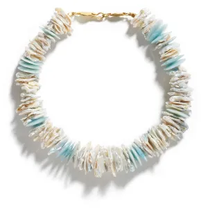 Keshi Pearl & Aquamarine Necklace