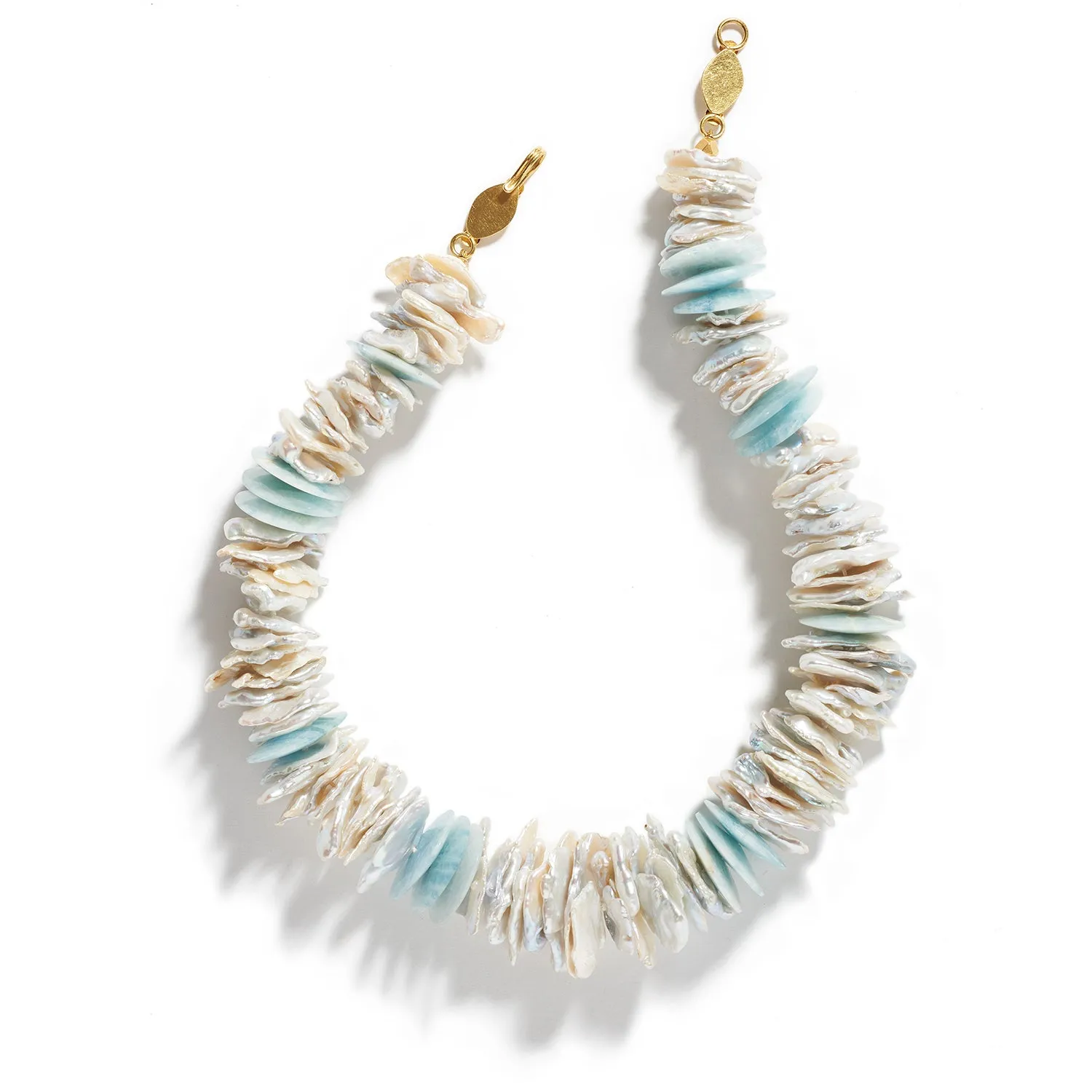 Keshi Pearl & Aquamarine Necklace