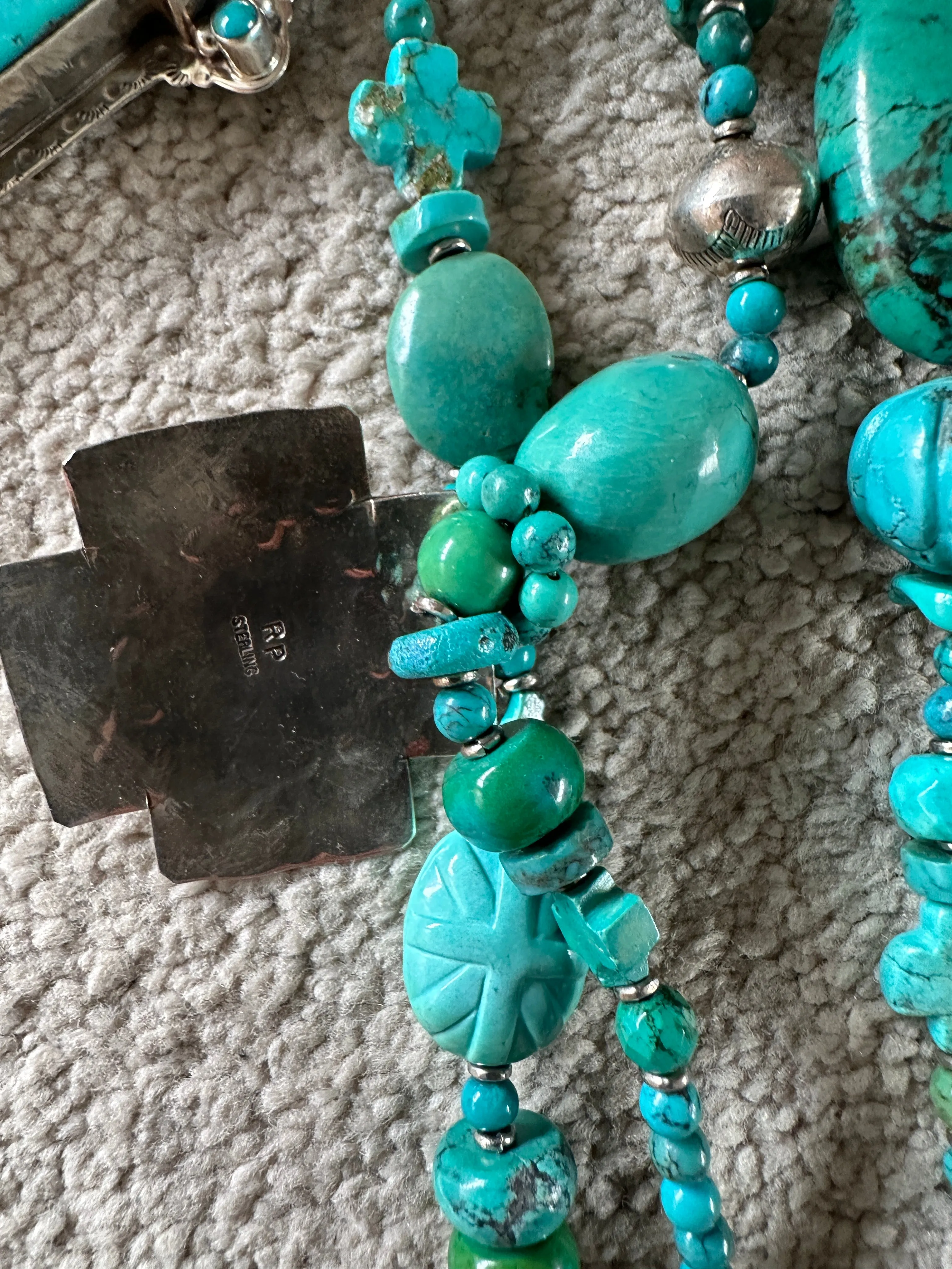 Kim Yubeta Turquoise Cross Charm Necklace