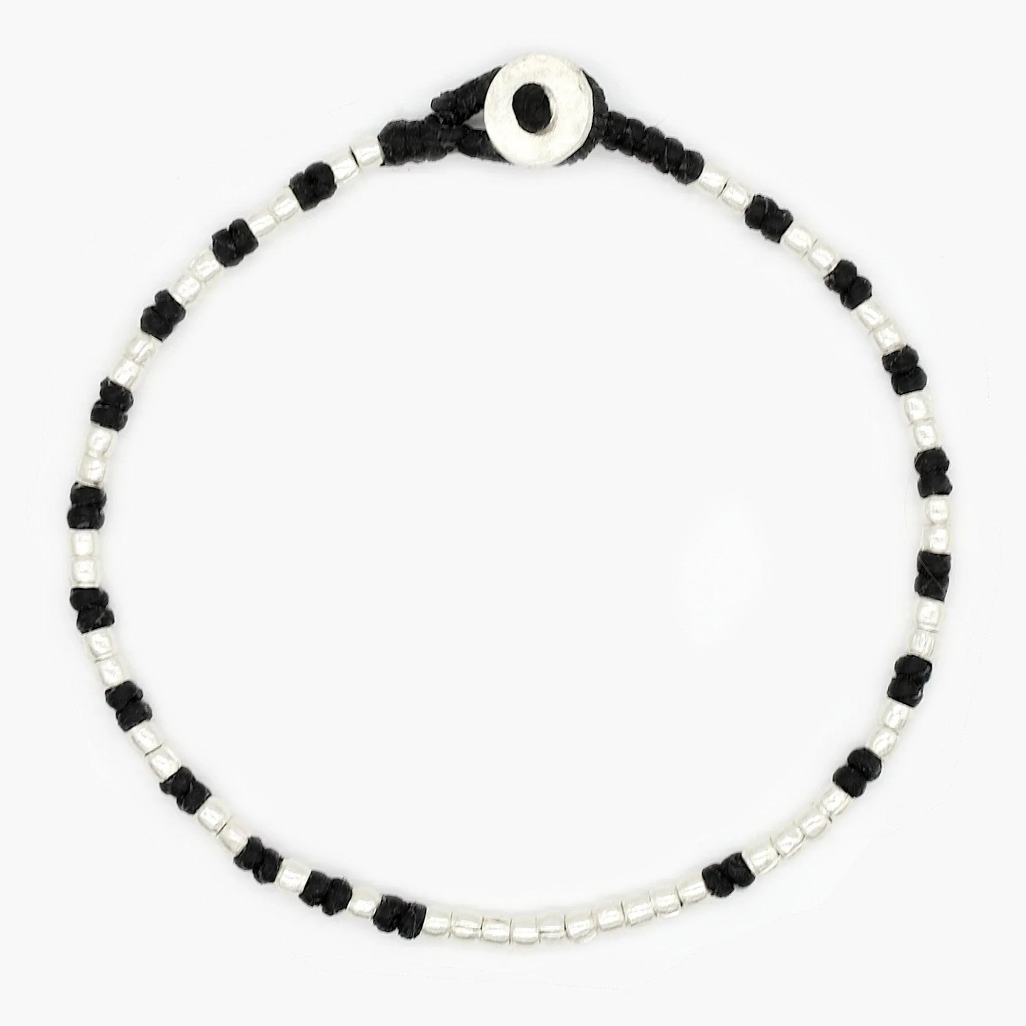 Knot Silver Beads Bracelet (Black)