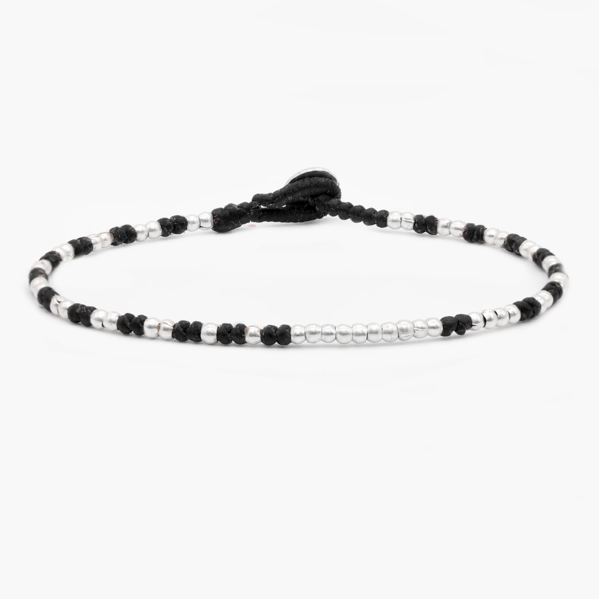 Knot Silver Beads Bracelet (Black)