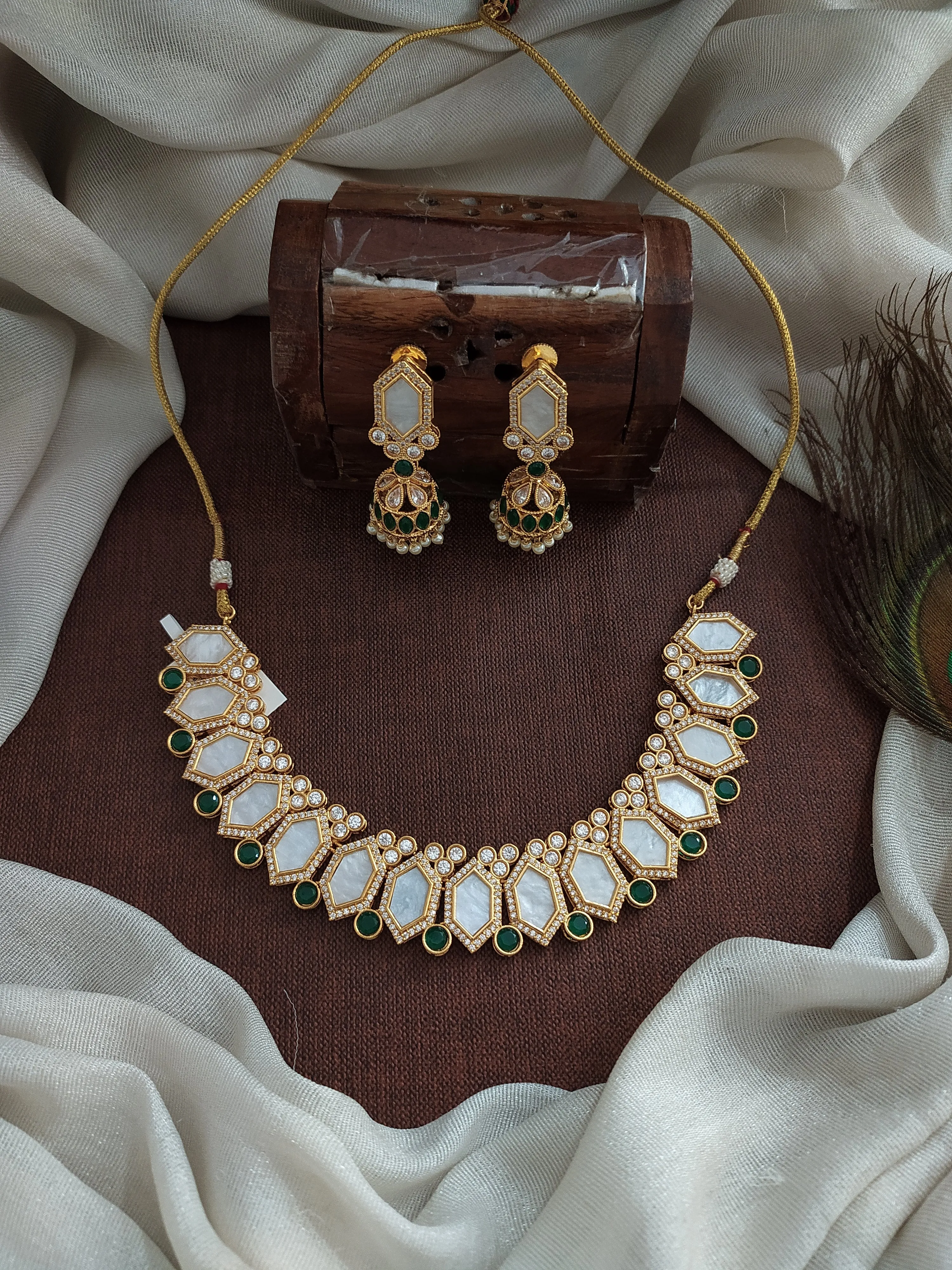 Kundan Necklace Set with Mother of Pearl Stones