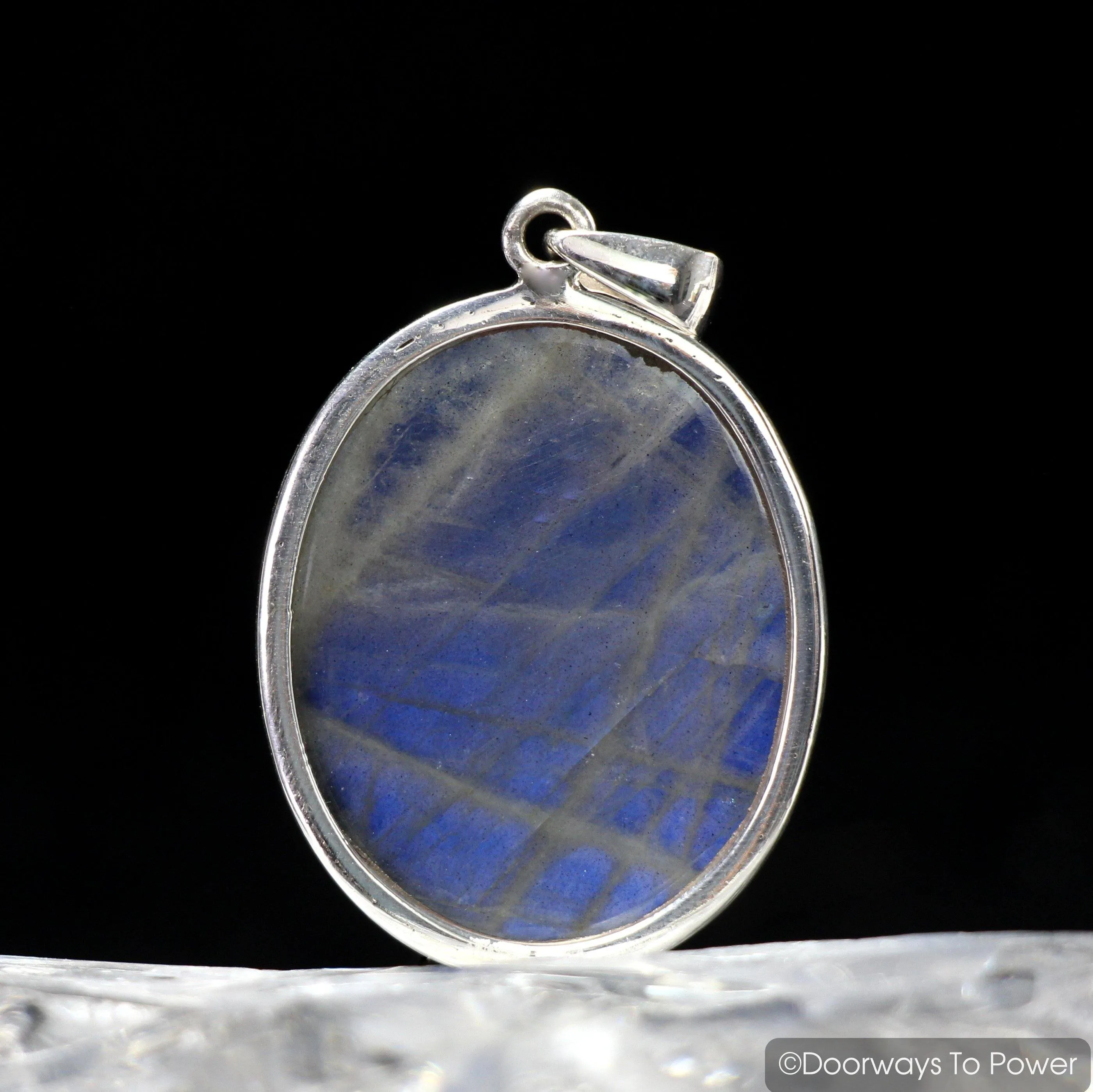 Labradorite Gemstone Crystal Pendant .925 SS