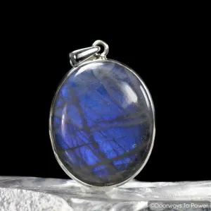 Labradorite Gemstone Crystal Pendant .925 SS