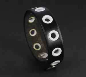 Leather Bracelet with White Eyelets