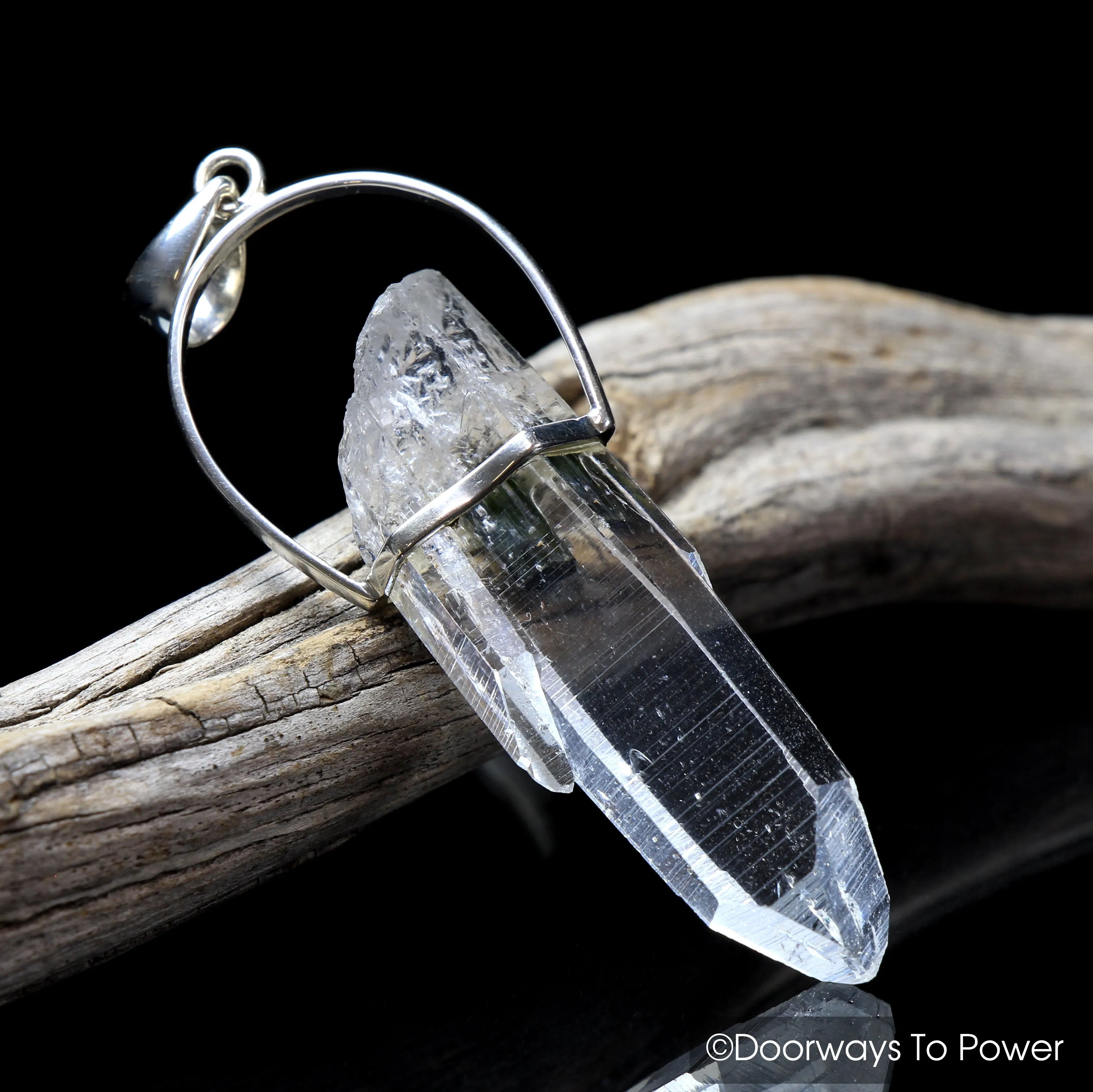 Lemurian Seed Quartz & Green Tourmaline Record Keeper Crystal Pendant