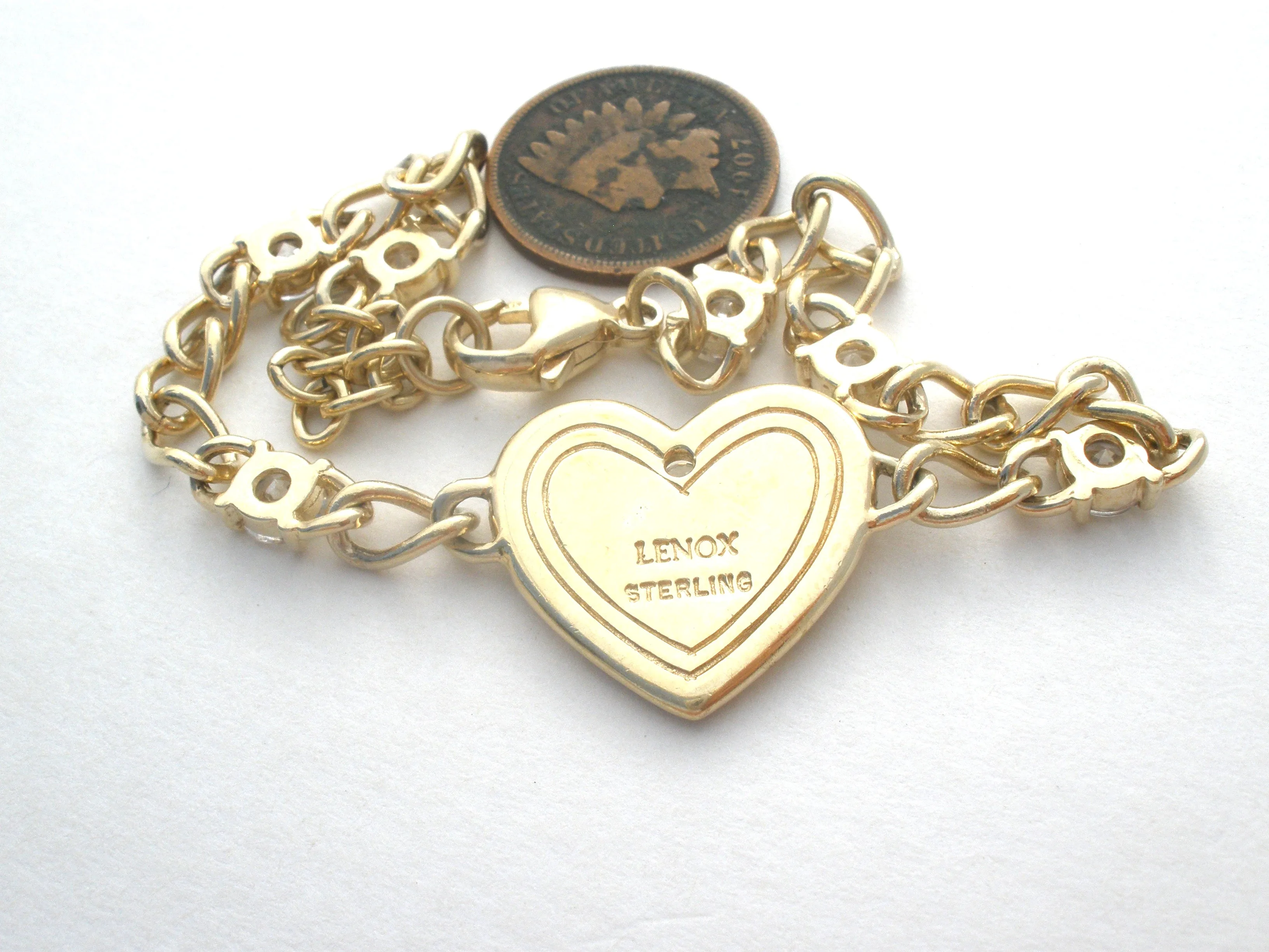 Lenox Sterling Silver Dove Bird Heart Bracelet