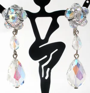 Long Dangle Ab Crystal Earrings Vintage