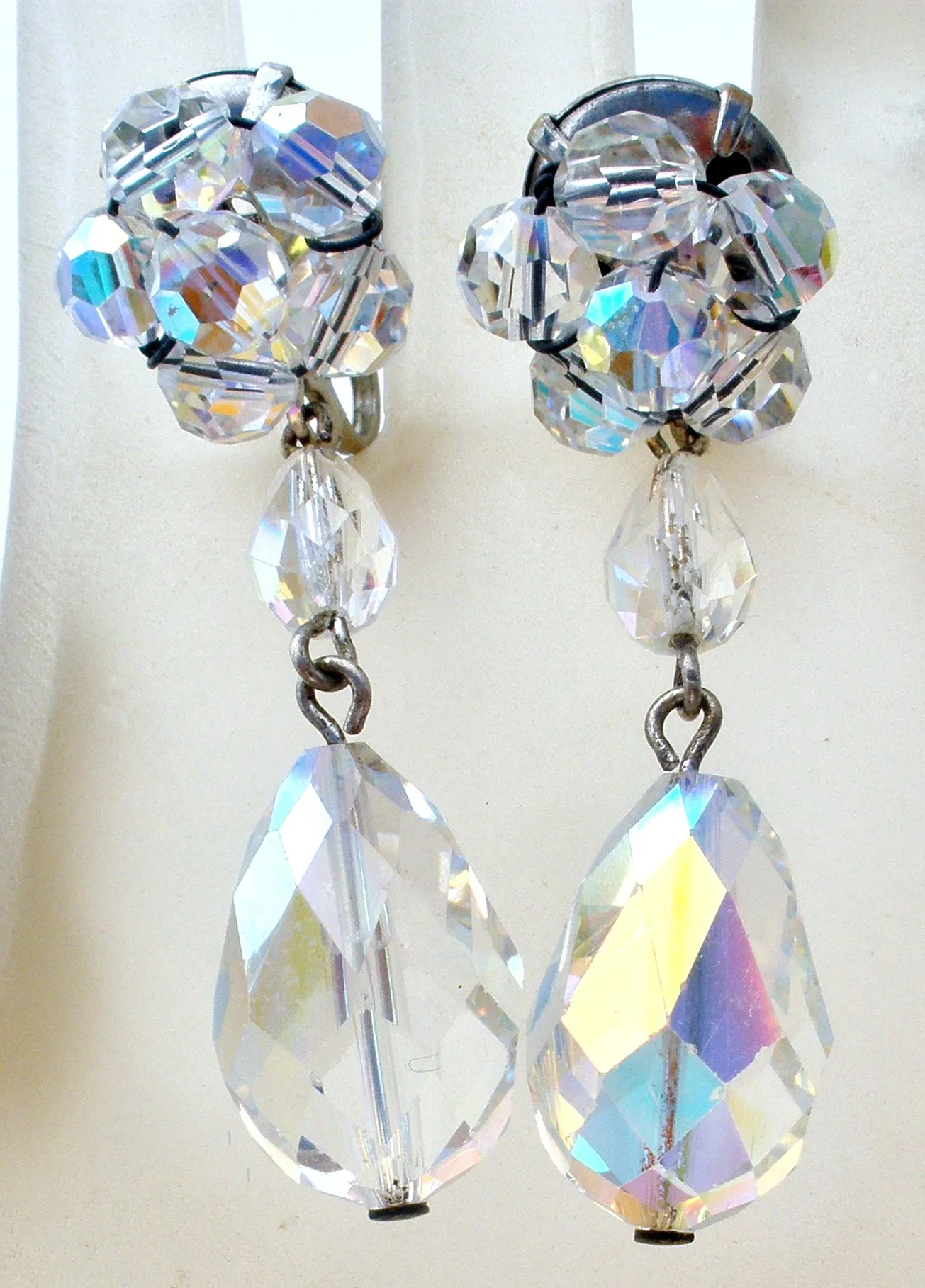 Long Dangle Ab Crystal Earrings Vintage