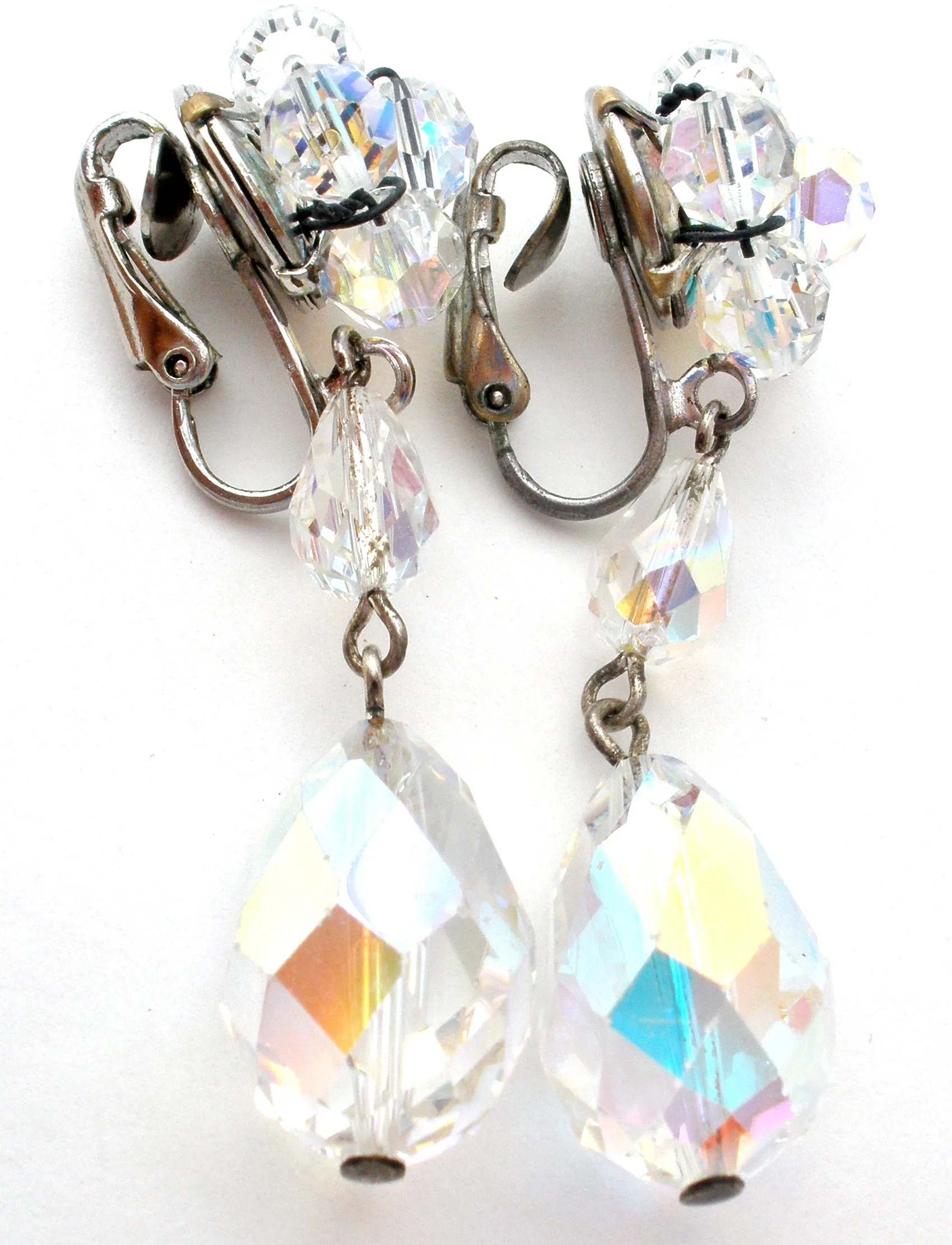 Long Dangle Ab Crystal Earrings Vintage