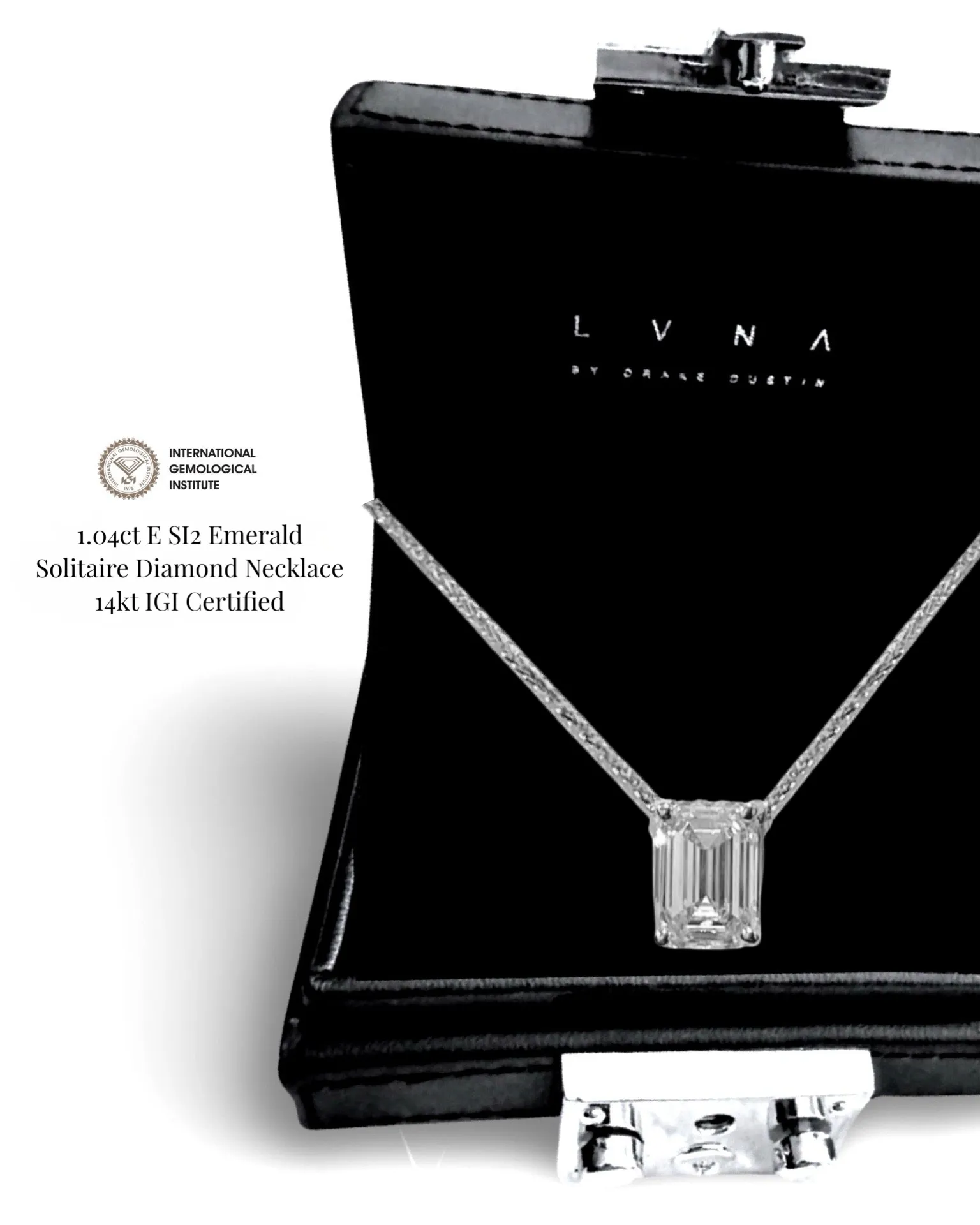 #LVNA2024 | 1.04ct E SI2 Emerald Solitaire Diamond Necklace 14kt IGI Certified