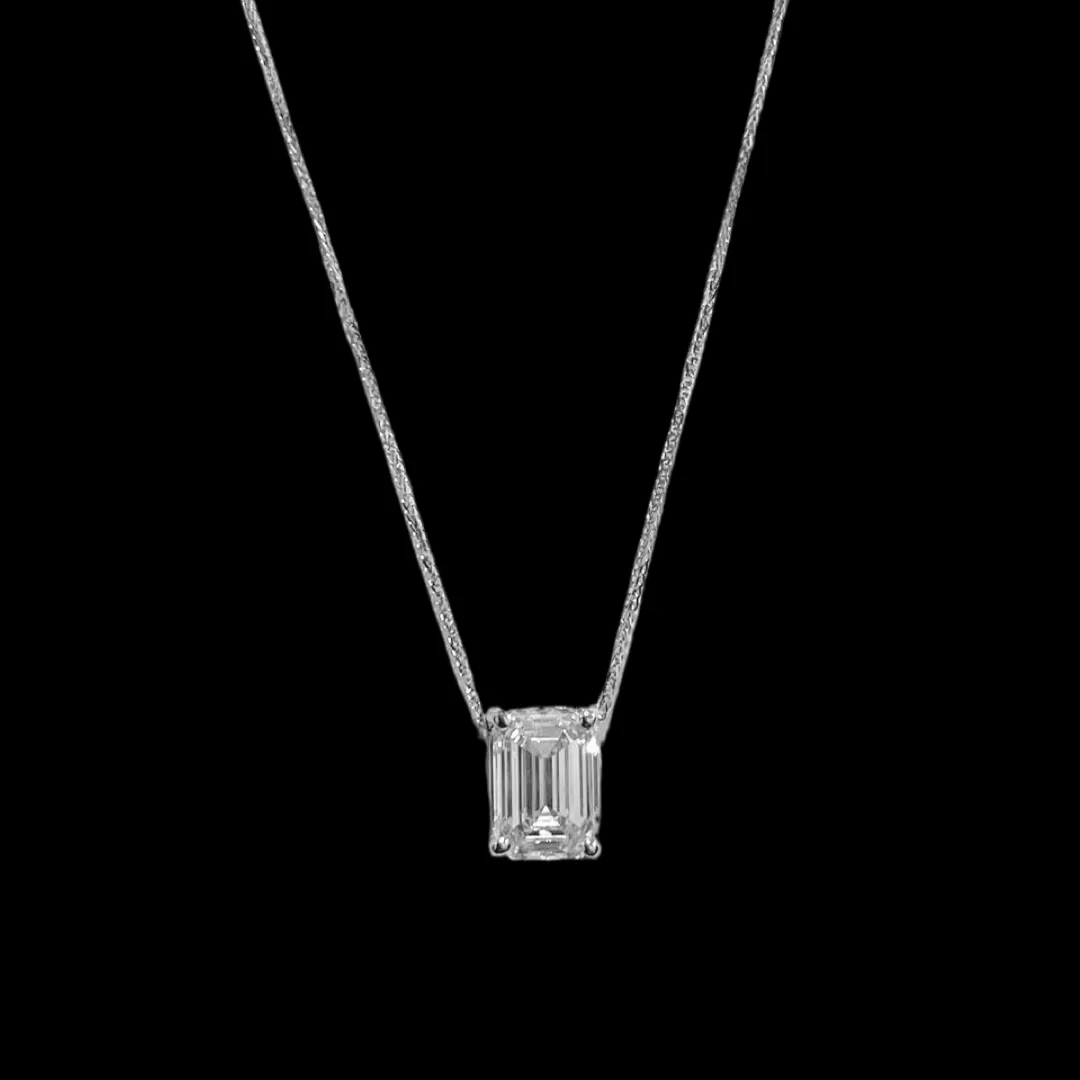 #LVNA2024 | 1.04ct E SI2 Emerald Solitaire Diamond Necklace 14kt IGI Certified