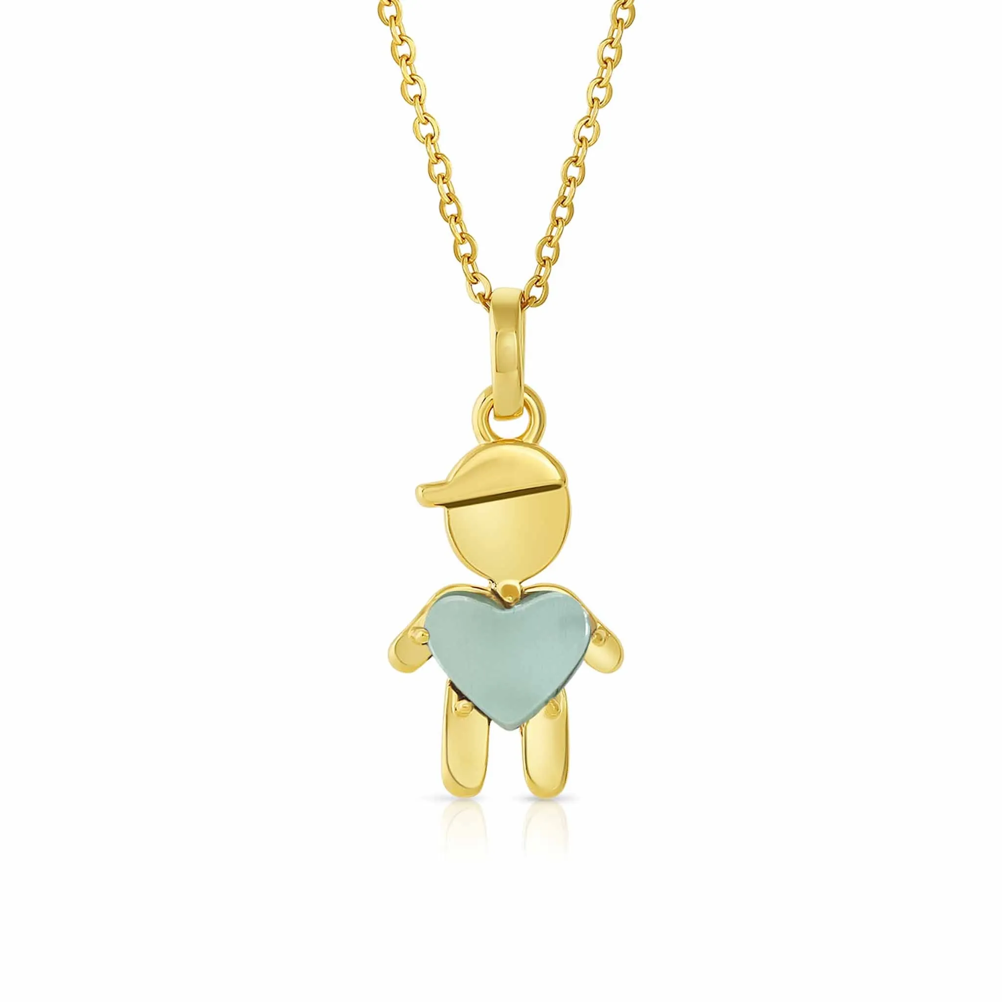 MARCH Birthstone Gold Boy Necklace in Aquamarine