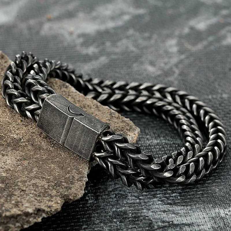 Mattias Stainless Steel Double Chain Bracelet