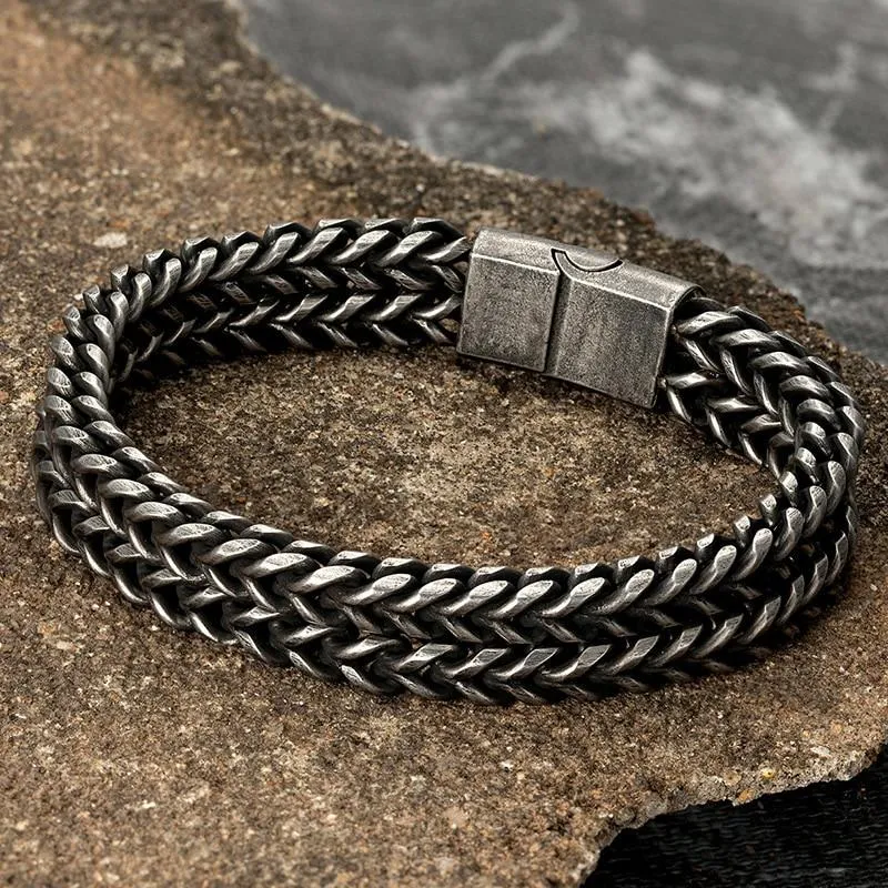 Mattias Stainless Steel Double Chain Bracelet