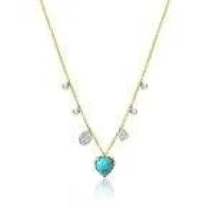 Meira T Delicate Turquoise Tiny Heart with  Diamond Charms