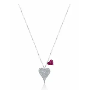 Meira T Double Heart Ruby and Diamond Heart Necklace