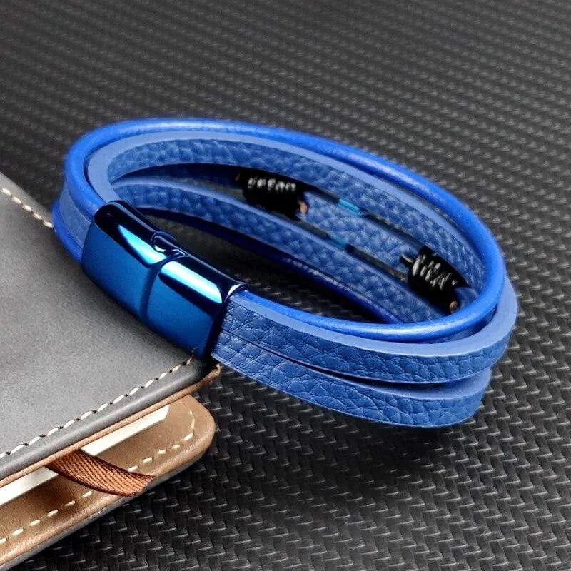 Men's Cross Bracelet <br> Blue Cross