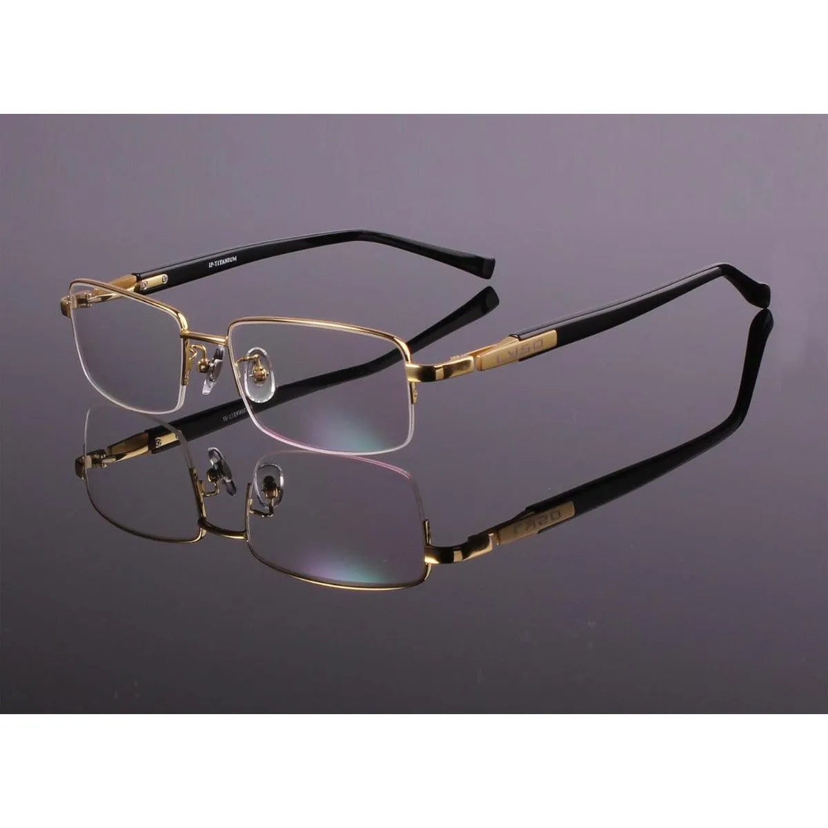 Men's Titanium Wide Half Rim Eyeglasses - Model A9910