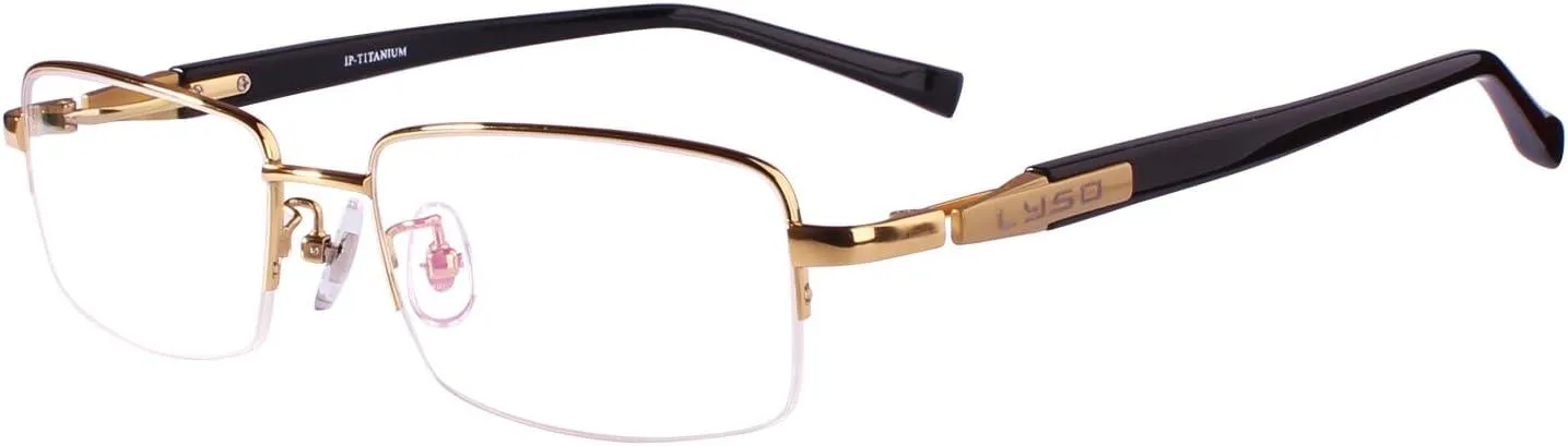 Men's Titanium Wide Half Rim Eyeglasses - Model A9910