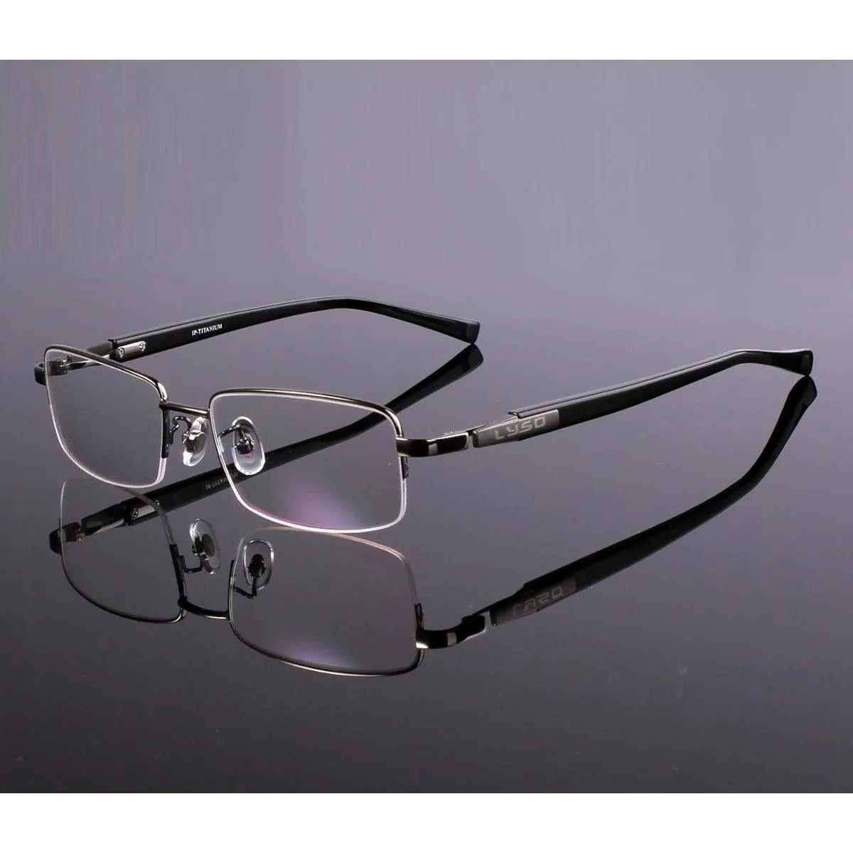 Men's Titanium Wide Half Rim Eyeglasses - Model A9910