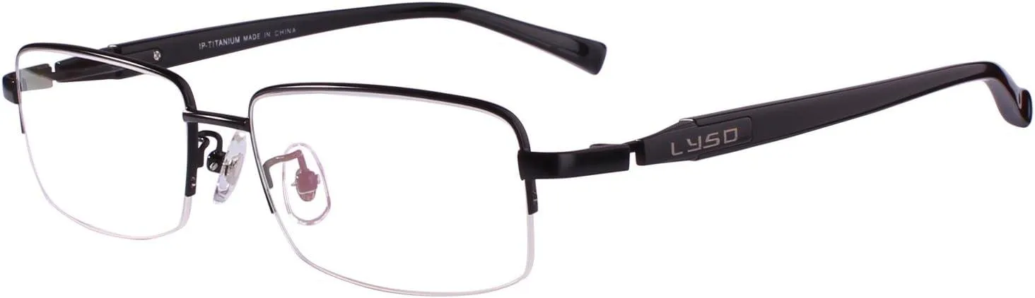 Men's Titanium Wide Half Rim Eyeglasses - Model A9910