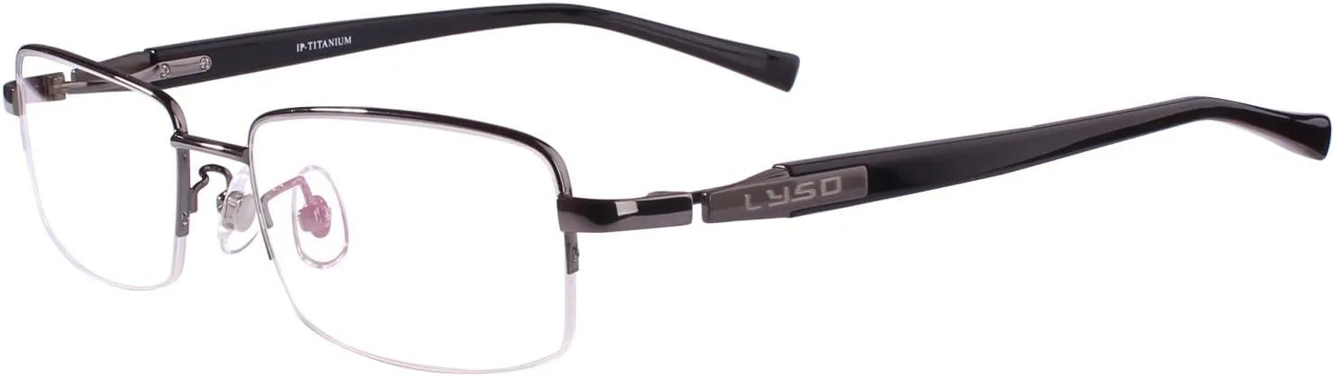 Men's Titanium Wide Half Rim Eyeglasses - Model A9910