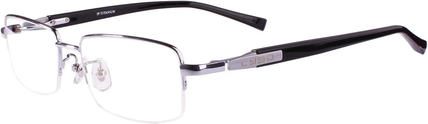 Men's Titanium Wide Half Rim Eyeglasses - Model A9910