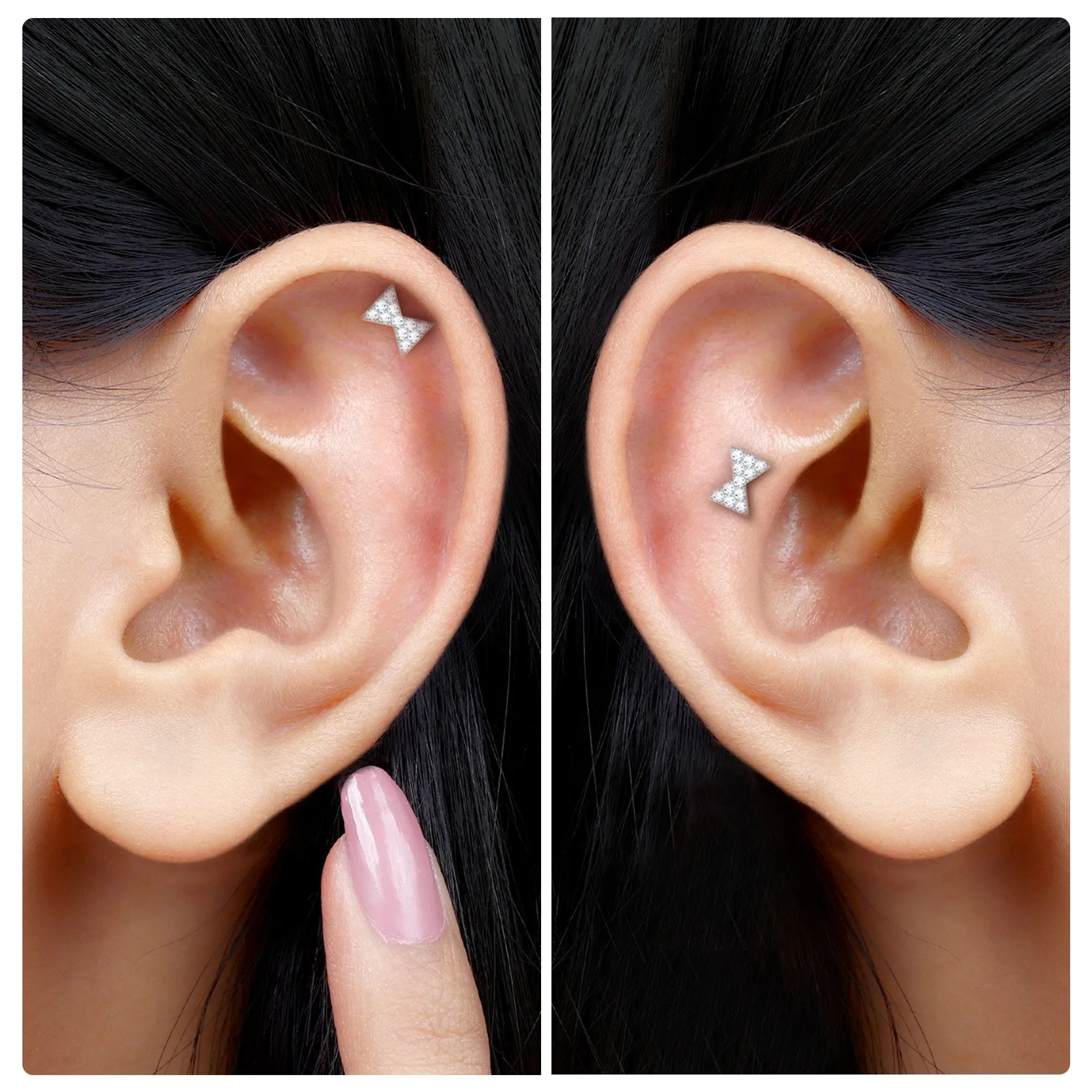 Minimalist Moissanite Bow Helix Earring in Gold