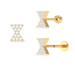 Minimalist Moissanite Bow Helix Earring in Gold