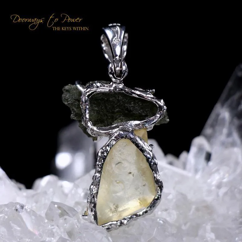 Moldavite & Libyan Desert Glass Necklace 'Star Being'