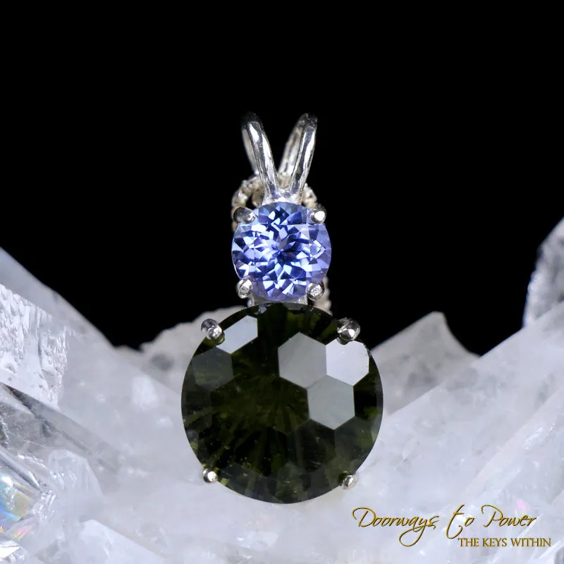 Moldavite Tanzanite Super Nova Crystal Pendant