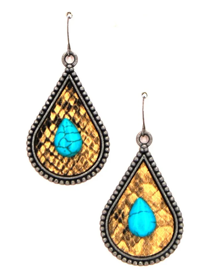 Montana West Animal Print Teardrop Turquoise Earrings