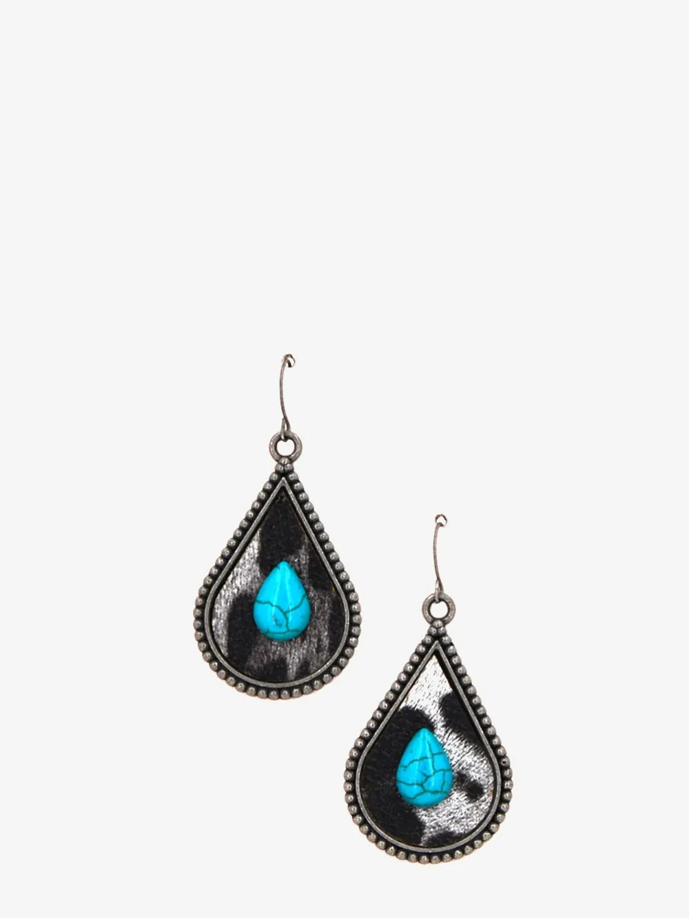 Montana West Animal Print Teardrop Turquoise Earrings