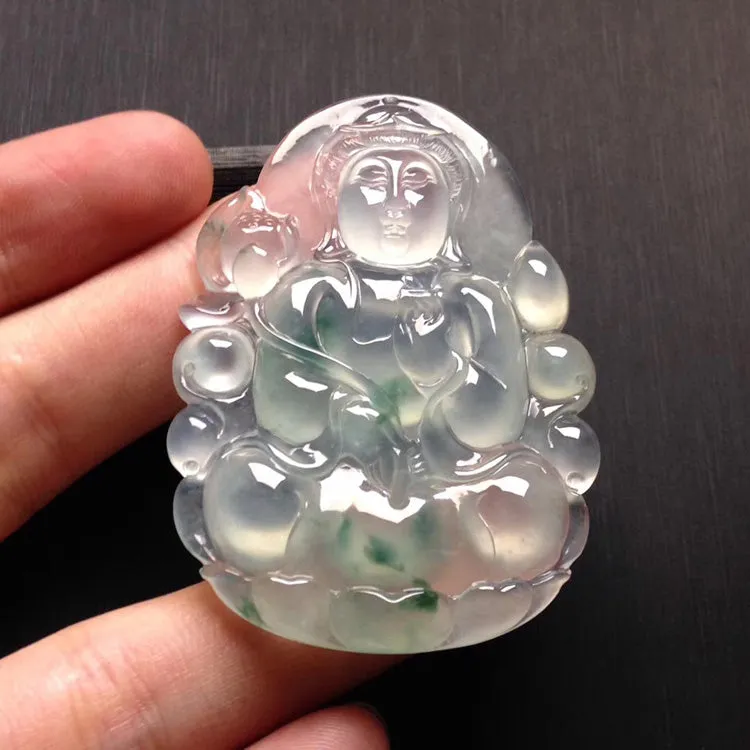 Natural Jade Pendant Jadeite Guan Yin Pendant PT324