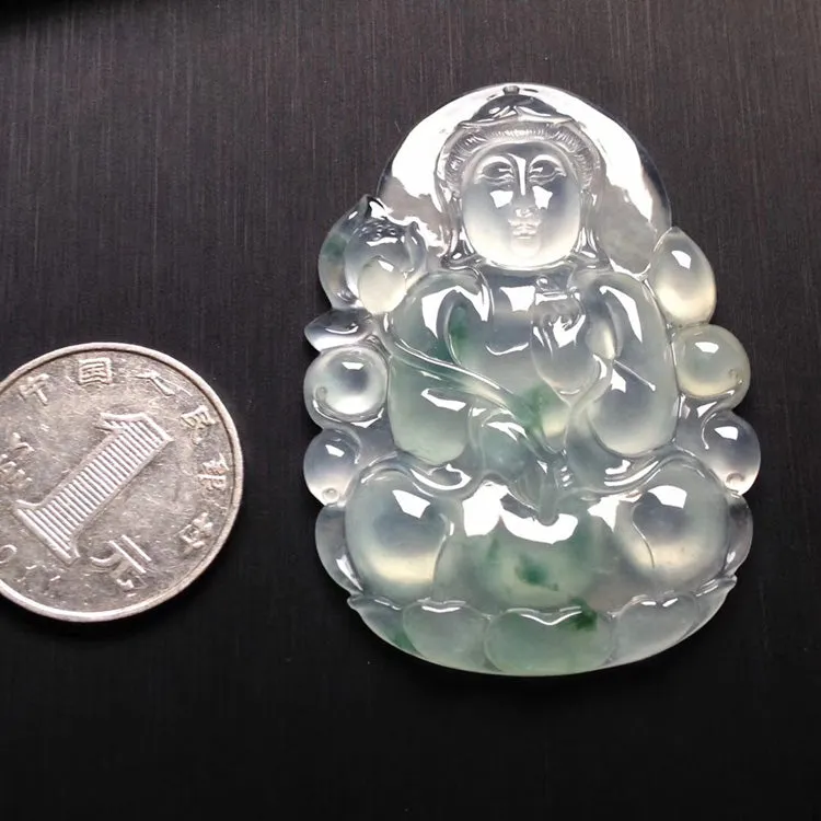 Natural Jade Pendant Jadeite Guan Yin Pendant PT324