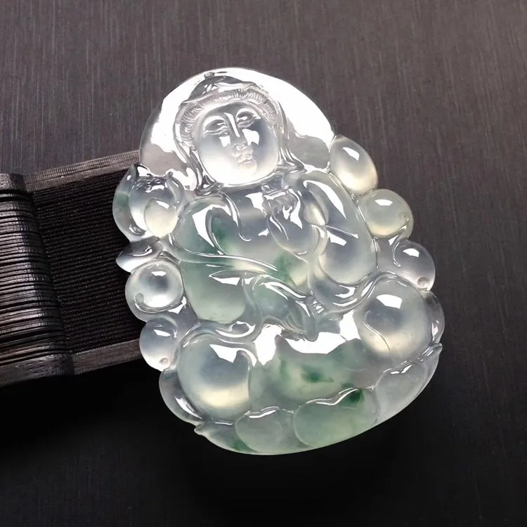 Natural Jade Pendant Jadeite Guan Yin Pendant PT324