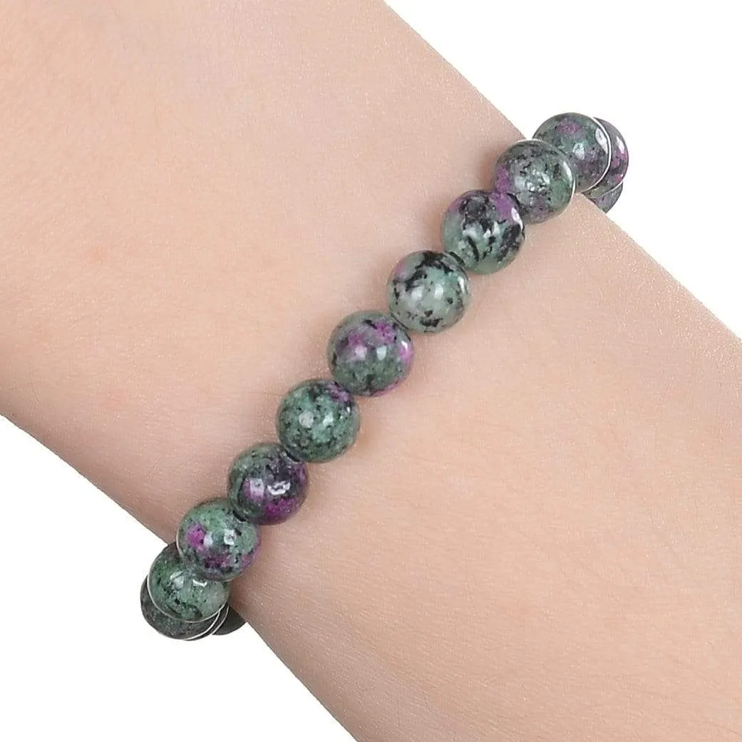 Natural Ruby Zoisite 6 mm Beaded Gemstone Bracelet