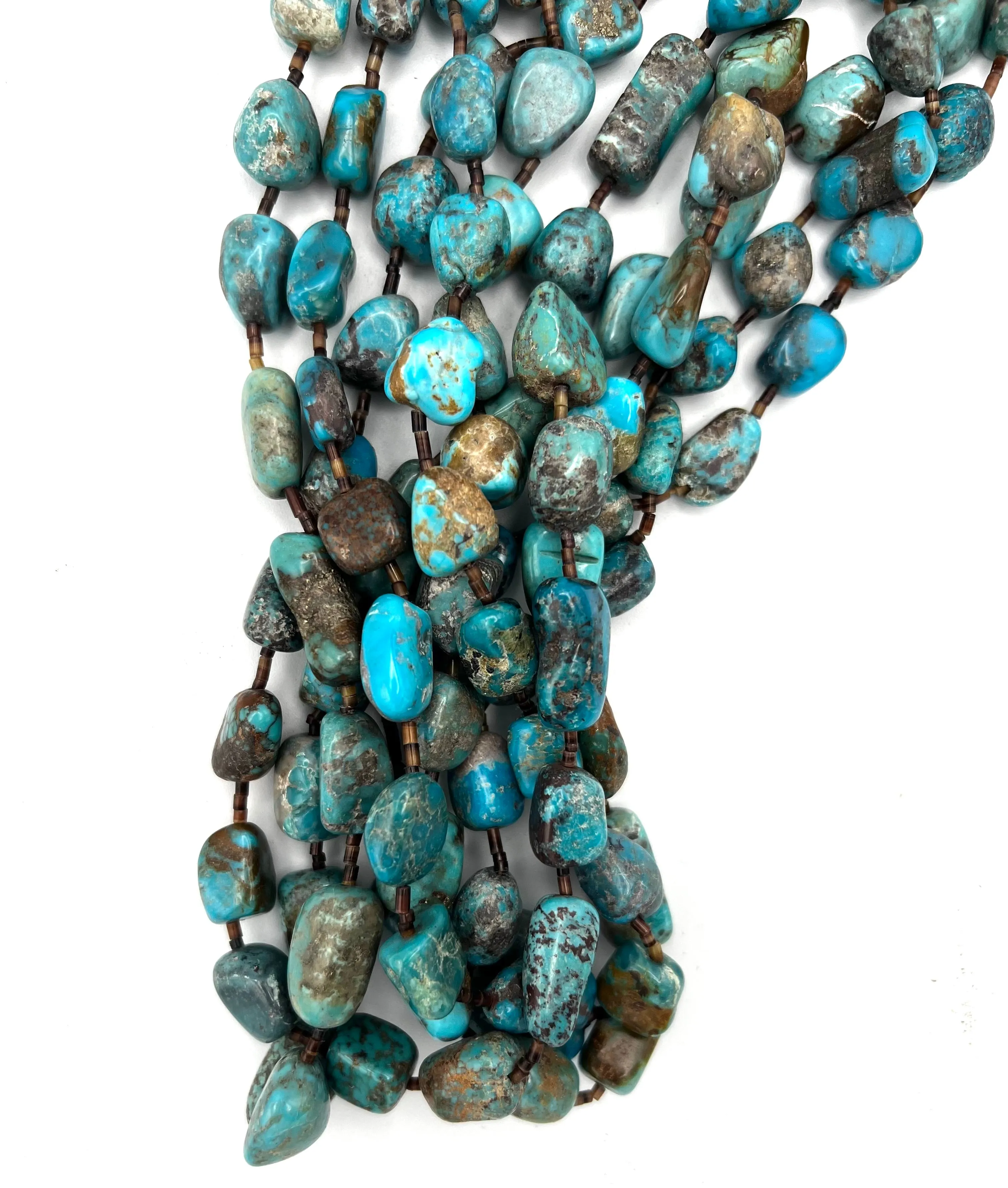 Necklace- Nacco Zari Chiminey Butte Turquoise, 5 strand