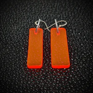 Neon Orange/ Pink Rectangle Dangle Earrings