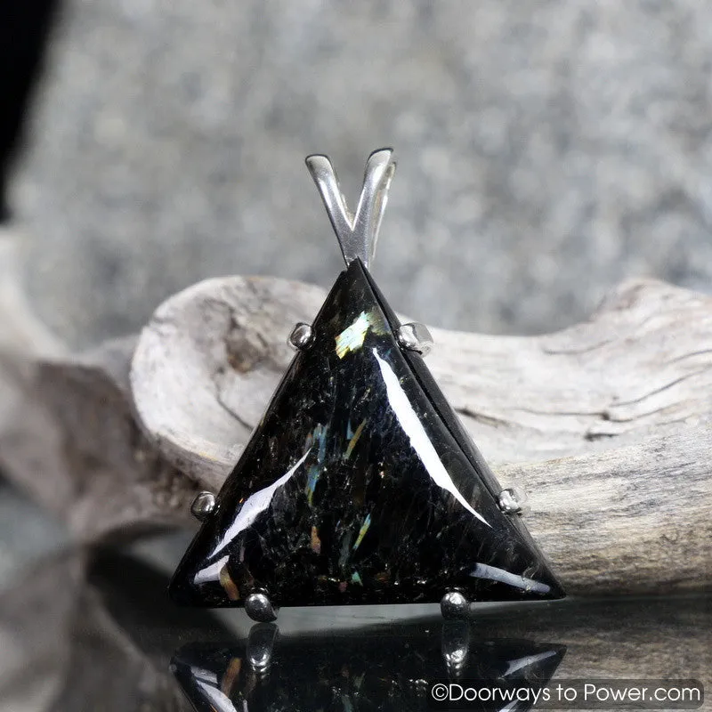 Nuummite Triangle Crystal Pendant Rare A     Top Quality