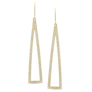 Open Triangle Dangle Earrings W/ Diamonds