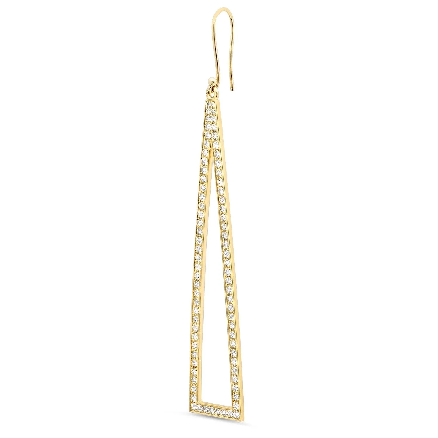 Open Triangle Dangle Earrings W/ Diamonds