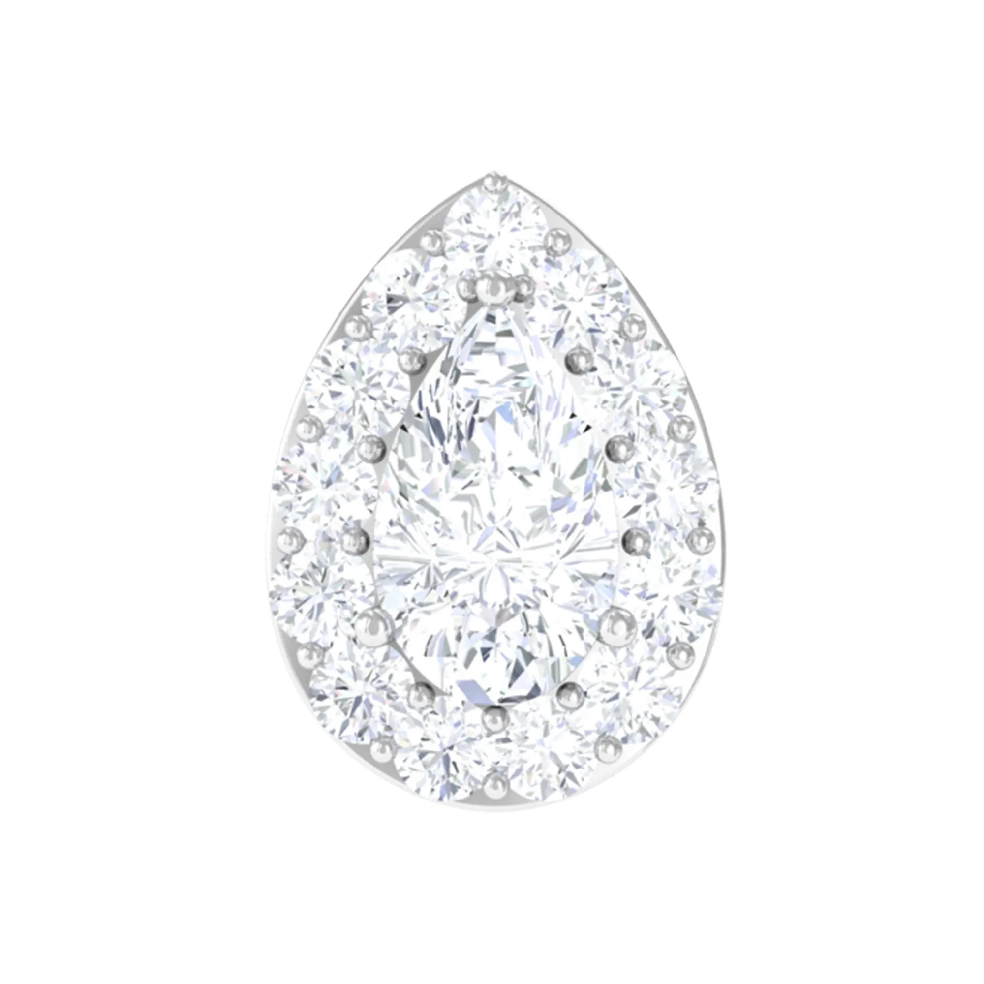 Pear Shaped Moissanite Halo Earring for Cartilage Piercing