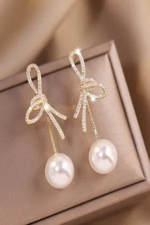 Pearl Ribbon Earrings