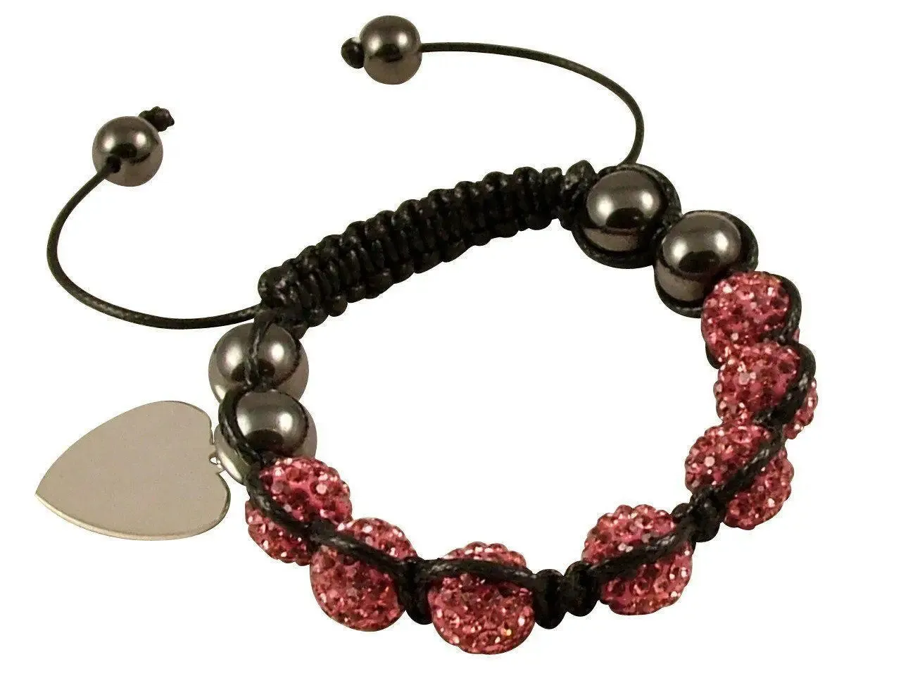 Personalised Pink Rhinestone Shamballa Bracelet