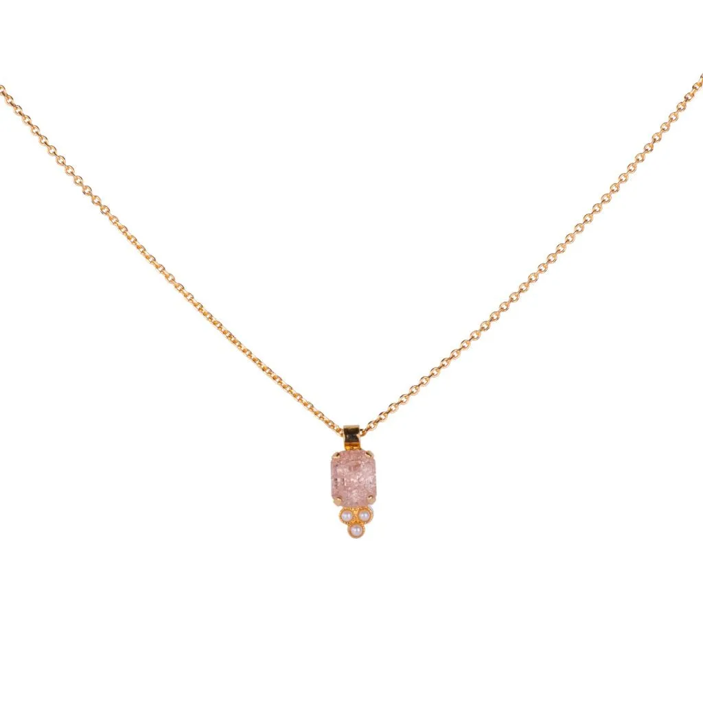 Petite Emerald Cut Pendant in "Desert Rose" - Yellow Gold