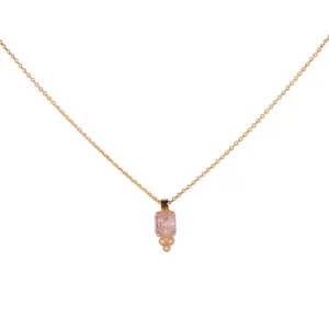 Petite Emerald Cut Pendant in "Desert Rose" - Yellow Gold