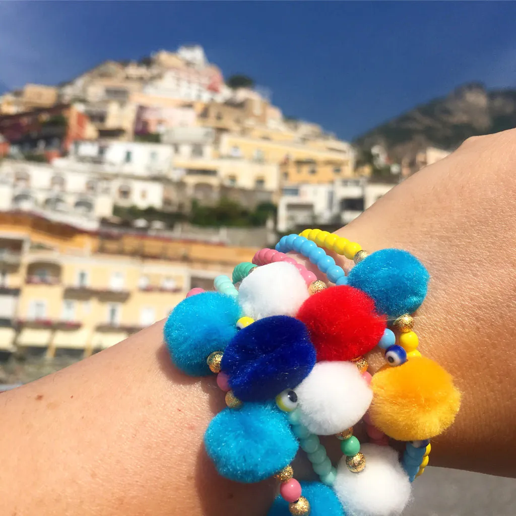 Pompom Stardust Charm Glass Bead Bracelet