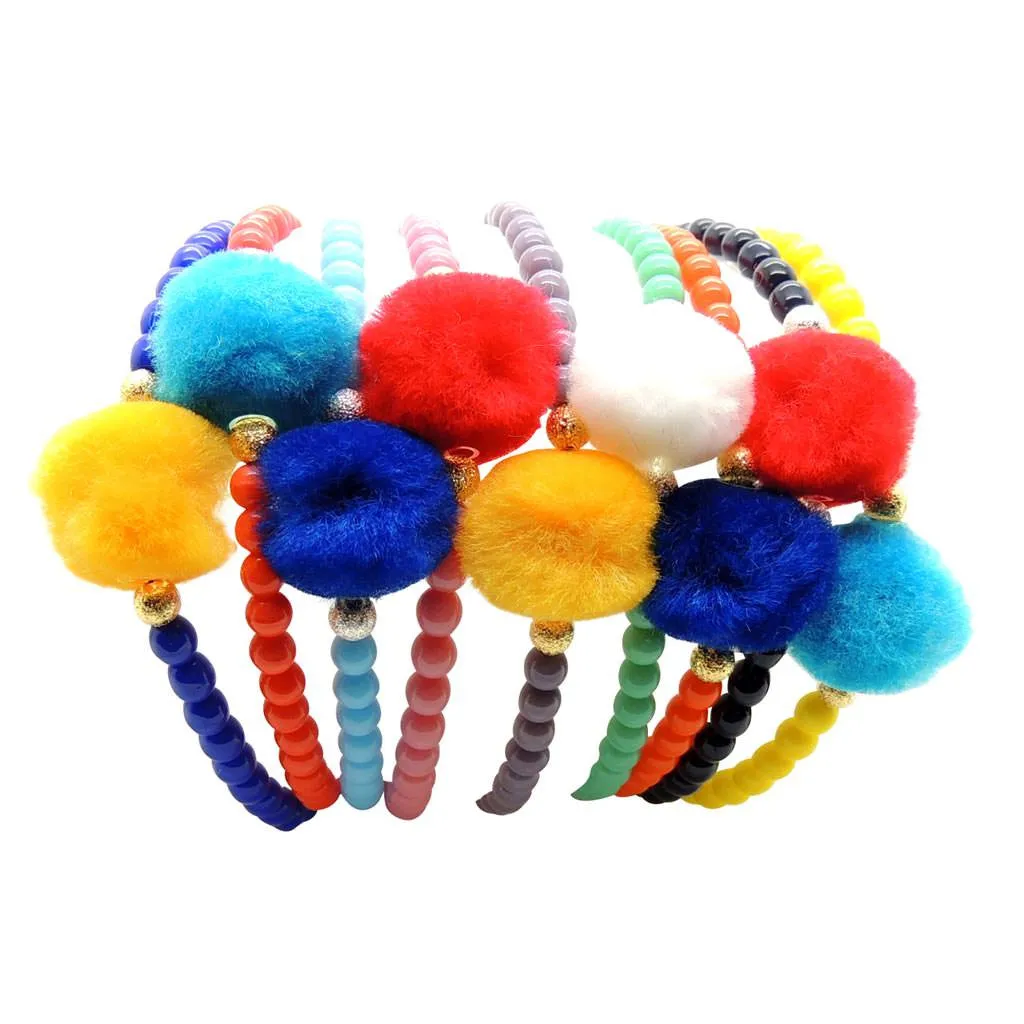 Pompom Stardust Charm Glass Bead Bracelet